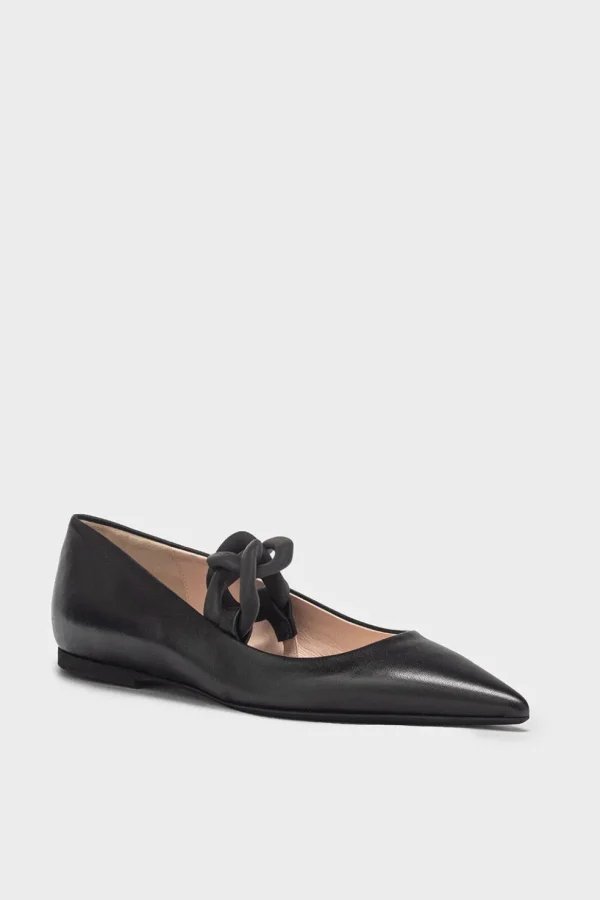 Ballerina da donna in pelle nera N21