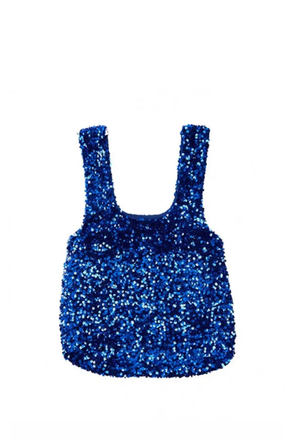 Borsa a mano Oa NoN Fashion con paillettes blu jennifer