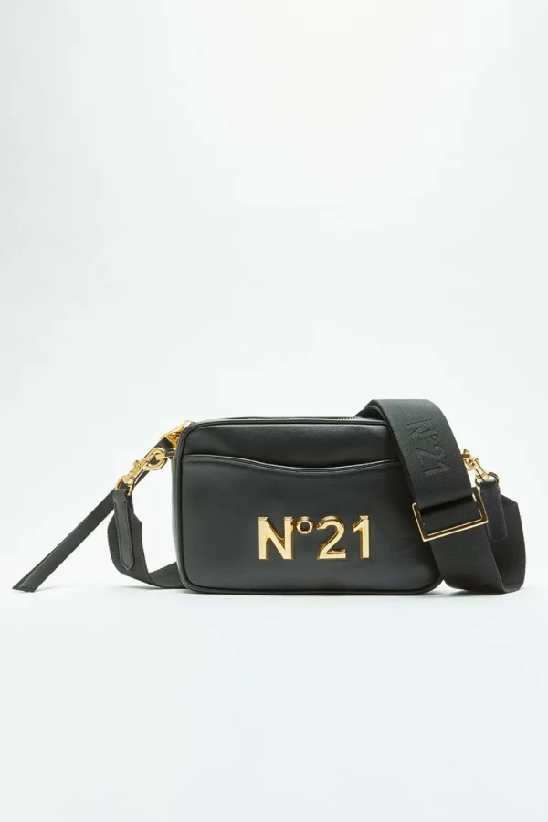 Borsa a tracolla N21 da donna in pelle nera camera bag