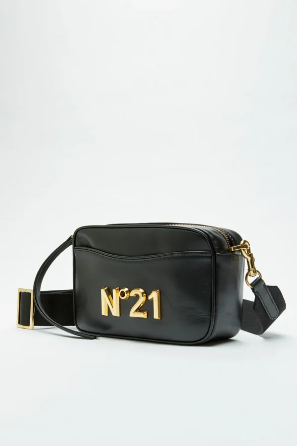 Borsa a tracolla N21 da donna in pelle nera camera bag