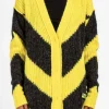 Cardigan Circus Hotel in lana nero e giallo wf13