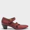 Decollete Alexandra in pelle bordeaux con cinturini 113105