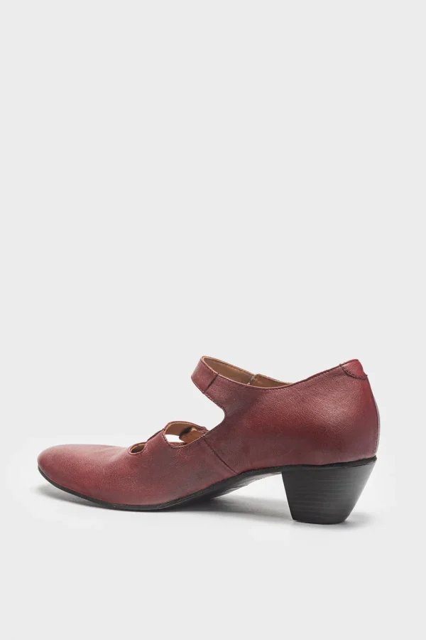 Decollete Alexandra in pelle bordeaux con cinturini 113105