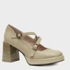 Decollete Hispanitas in vernice con cinturini beige HI232909