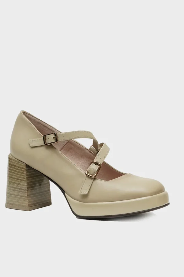 Decollete Hispanitas in vernice con cinturini beige HI232909