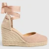 Espadrilles Castaner in tela di cotone rosa e oro CARINA