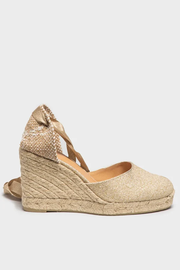 Espadrilles Castaner in tela di cotone oro chiaro CARINA