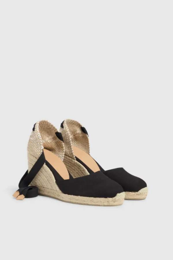 Espadrilles Castaner in tela di cotone nero CARINA