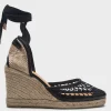 Espadrilles da donna in tessuto e pelle nera CAROLA