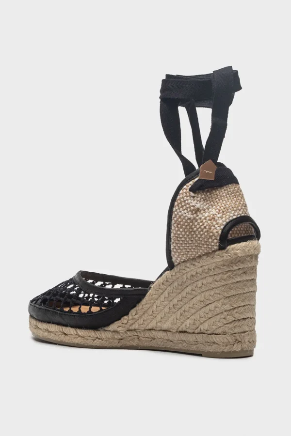 Espadrilles da donna in tessuto e pelle nera CAROLA