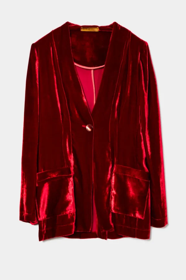 Giacca Siyu in velluto rosso lisos velvet 1202