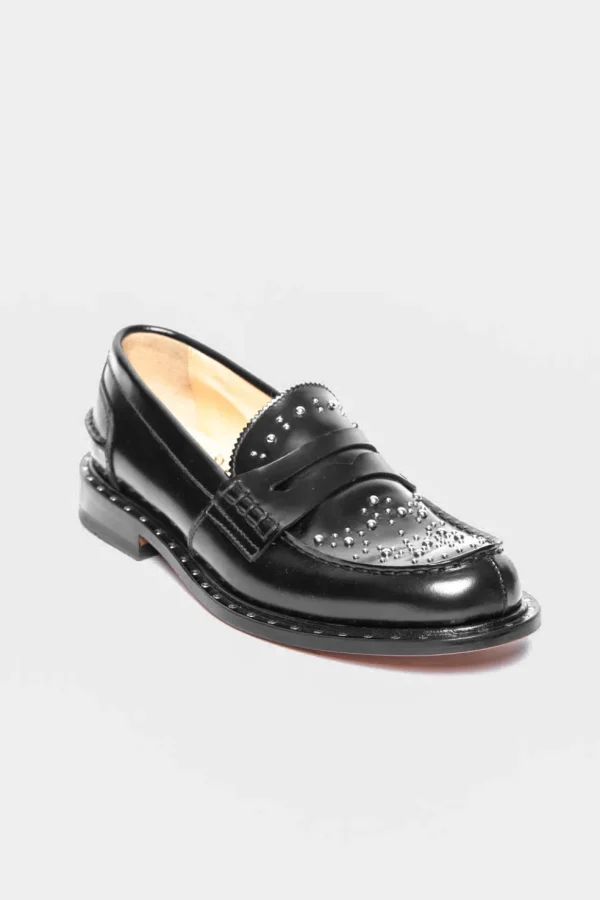 Mocassino Mille 885 in pelle con borchie nero brema