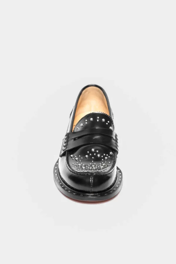 Mocassino Mille 885 in pelle con borchie nero brema