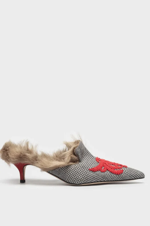 Mules Gia Couture tessuto pied de poule Praga