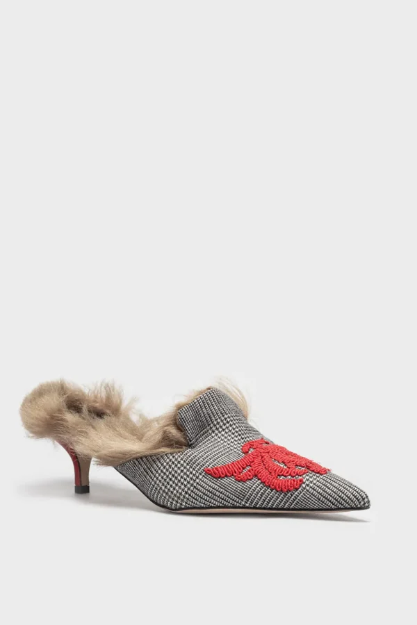 Mules Gia Couture tessuto pied de poule Praga