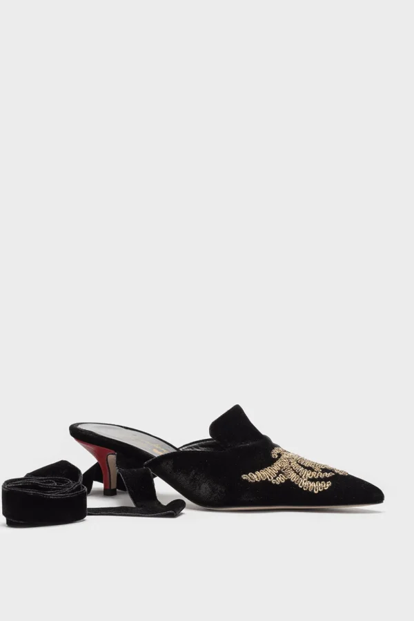 Mules Gia Couture velluto nero Vienna