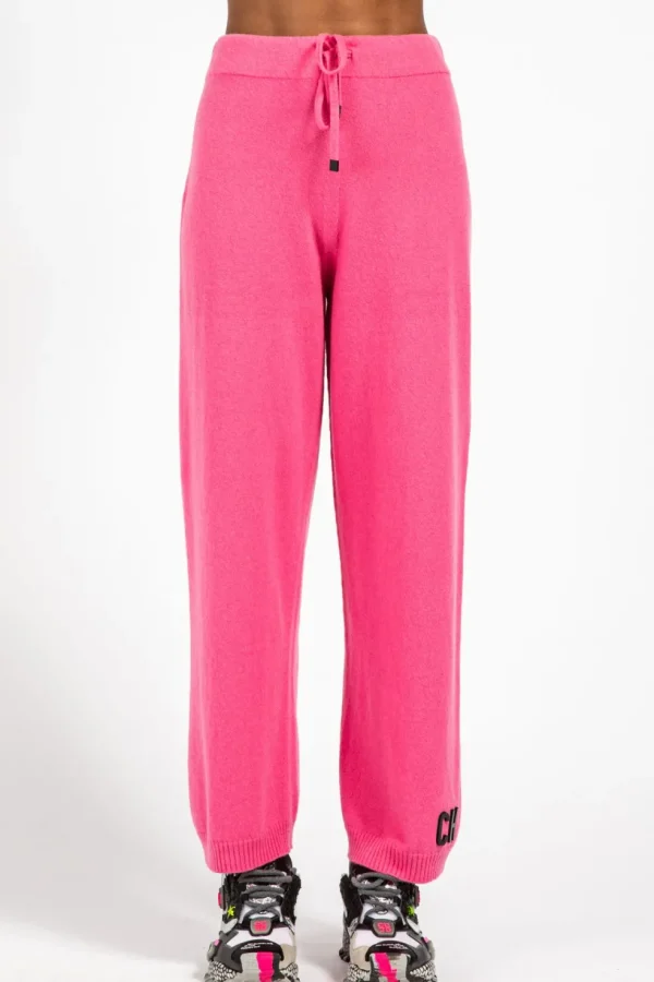 Pantalone da donna in lana e cashmere magenta wn08