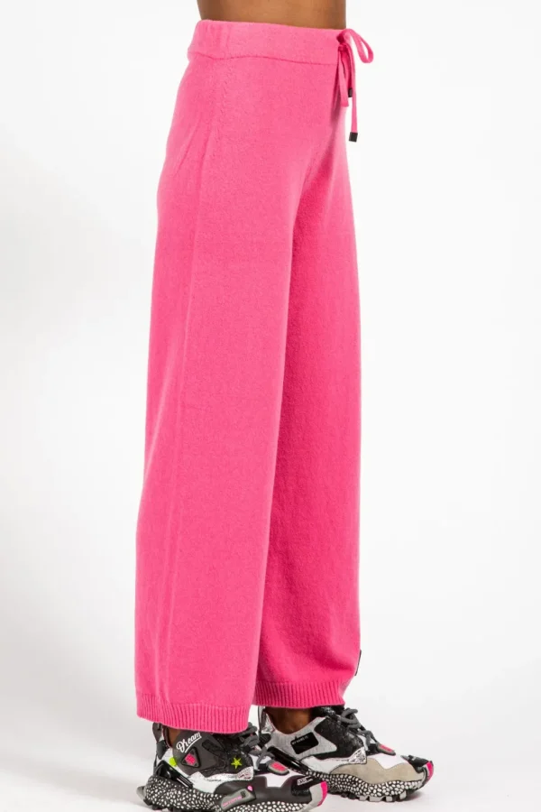 Pantalone da donna in lana e cashmere magenta wn08