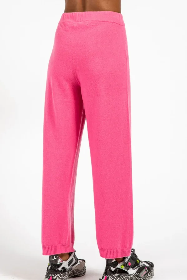 Pantalone da donna in lana e cashmere magenta wn08