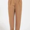 Pantalone Forte Forte da donna in canvas di cotone color nocciola