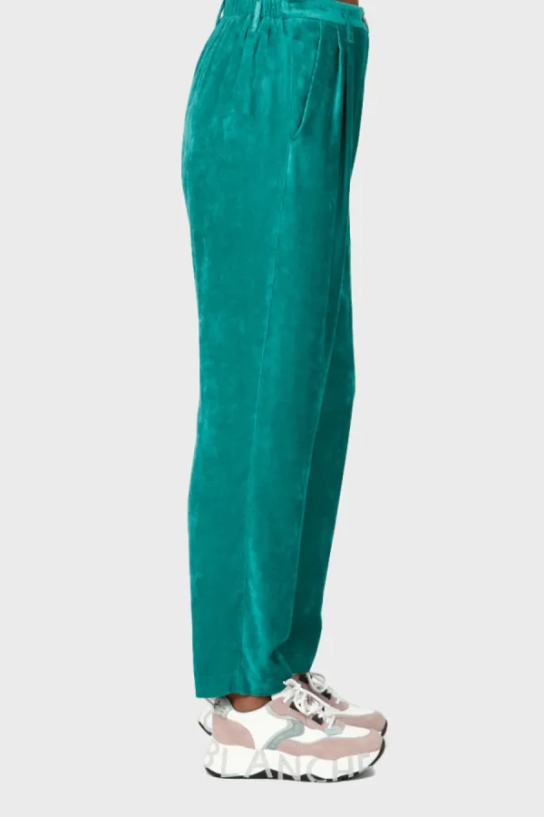 Pantalone Forte Forte da donna in tessuto color smeraldo