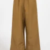 Pantalone Serie Numerica da donna in cotone e lino color oro SN854