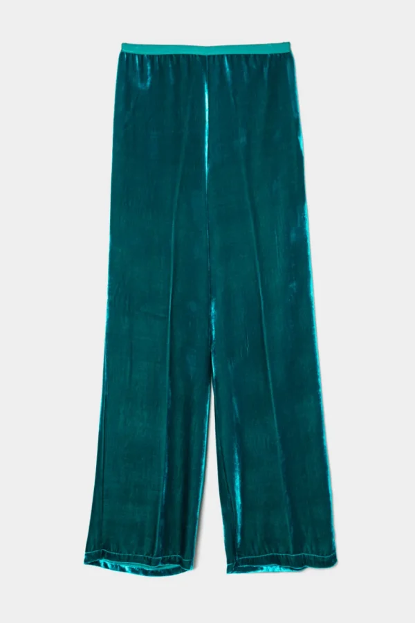 Pantalone Siyu in velluto verde lisos velvet 33