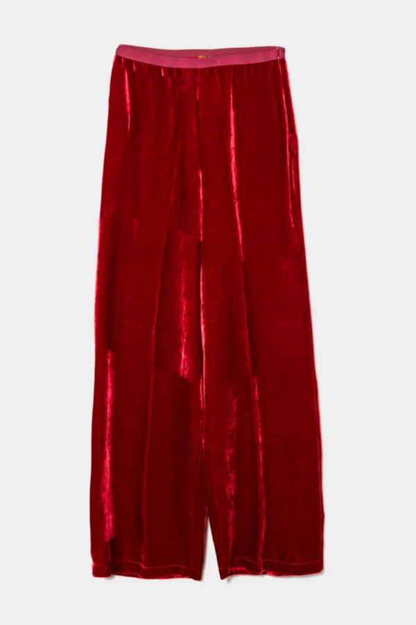 Pantalone Siyu in velluto rosso lisos velvet 33