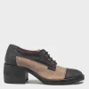 Scarpa stringata Fiorentini+Baker in pelle e tessuto nero e tabacco Cosa-bi