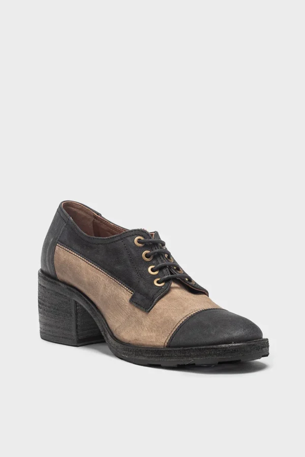 Scarpa stringata Fiorentini+Baker in pelle e tessuto nero e tabacco Cosa-bi