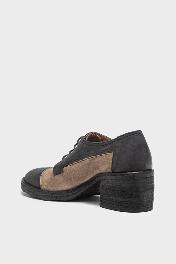 Scarpa stringata Fiorentini+Baker in pelle e tessuto nero e tabacco Cosa-bi