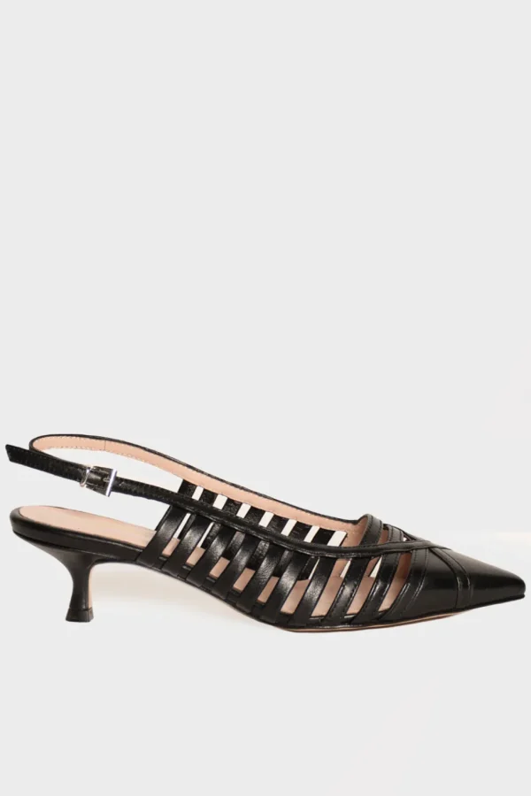 Slingback Alexandra in pelle nero.