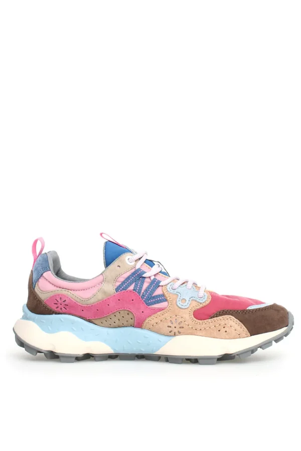 Sneakers Flower Mountain in suede e mesh rosa Yamano 3