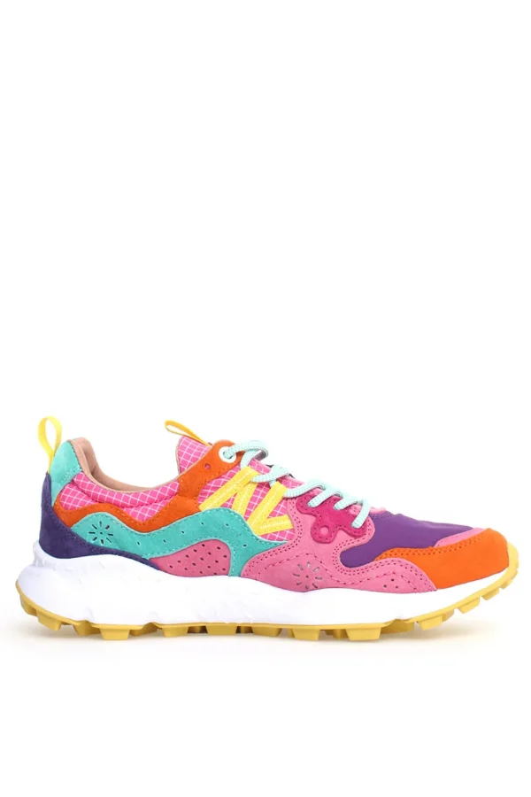 Sneakers Flower Mountain in suede e mesh fuxia e viola Yamano 3