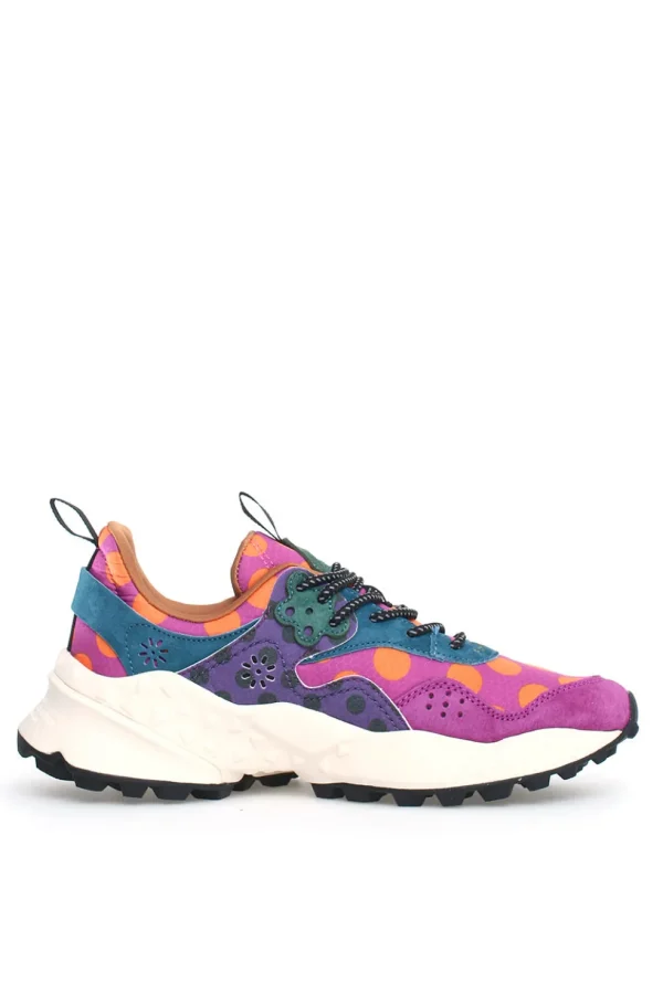 Sneakers Flower Mountain in suede e mesh granata e viola kotetsu