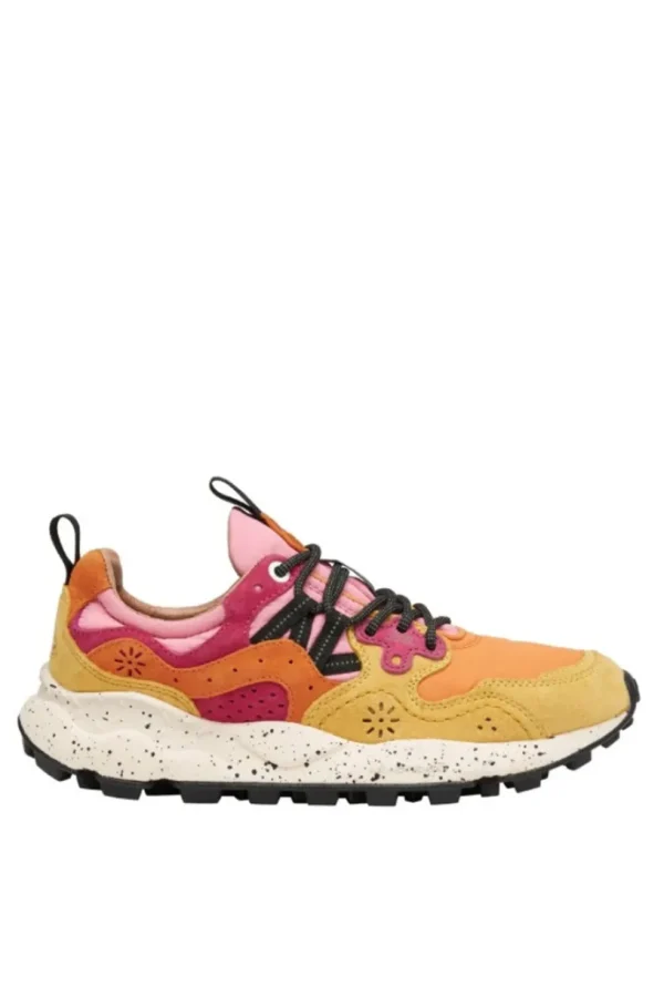 Sneakers Flower Mountain in suede e tessuto tecnico arancio e giallo Yamano 3