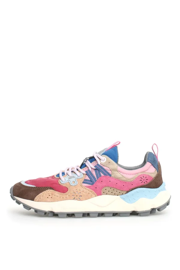 Sneakers Flower Mountain in suede e mesh rosa Yamano 3