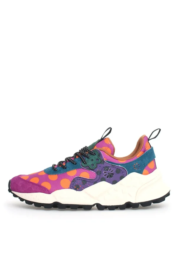 Sneakers Flower Mountain in suede e mesh granata e viola kotetsu