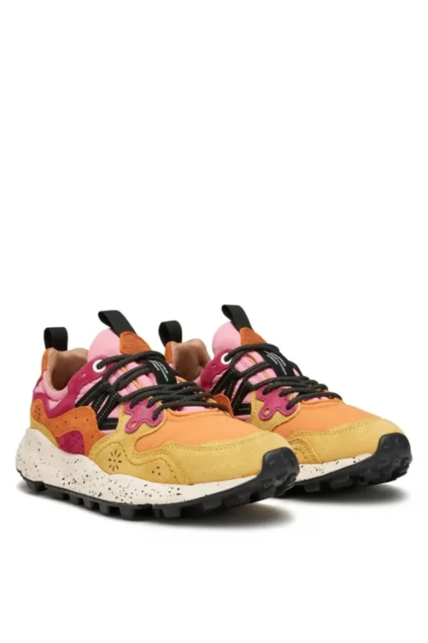 Sneakers Flower Mountain in suede e tessuto tecnico arancio e giallo Yamano 3