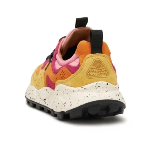 Sneakers Flower Mountain in suede e tessuto tecnico arancio e giallo Yamano 3