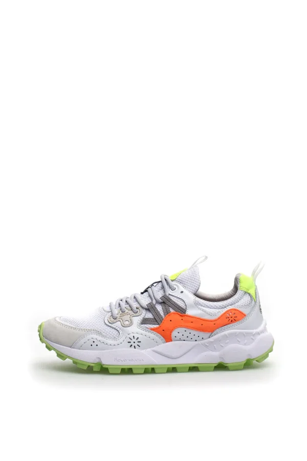 Sneakers Flower Mountain in suede e mesh color white fluo Yamano 3