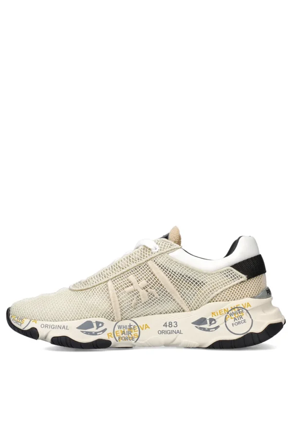 Sneakers Premiata da donna in tessuto beige buff 5844