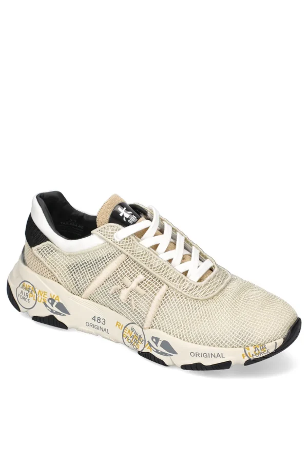 Sneakers Premiata da donna in tessuto beige buff 5844