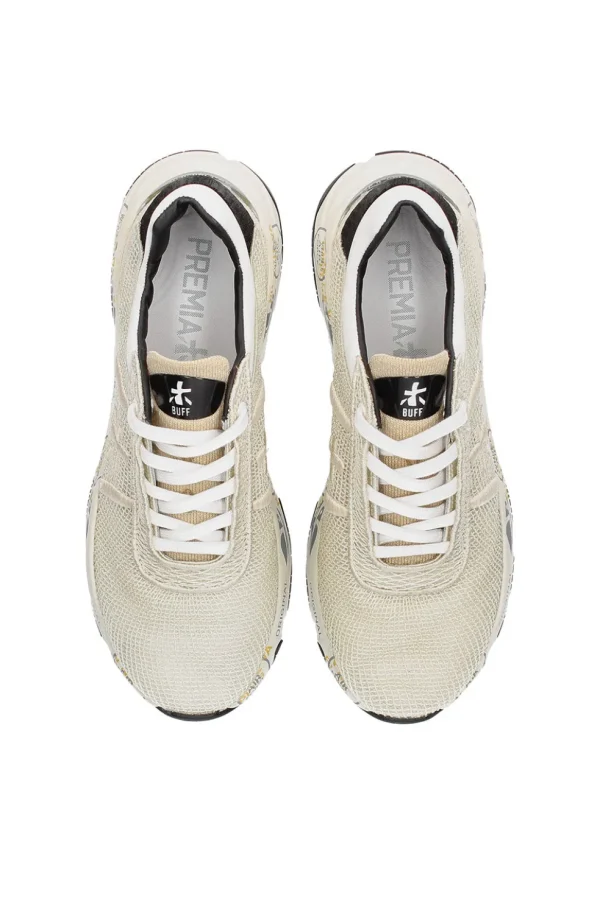 Sneakers Premiata da donna in tessuto beige buff 5844