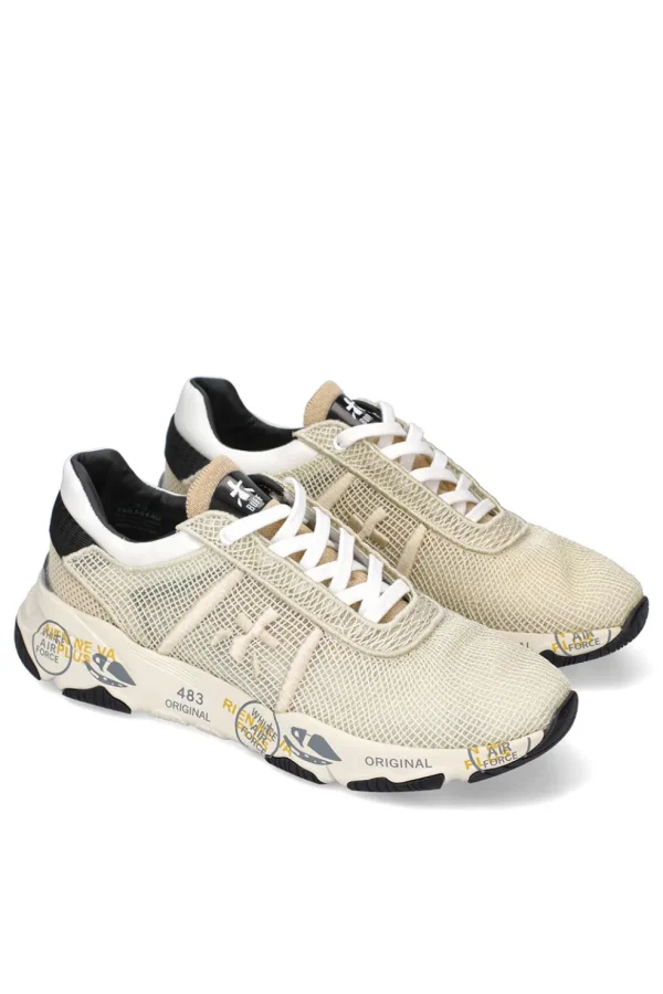 Sneakers Premiata da donna in tessuto beige buff 5844