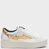 Sneakers Sanyako in tessuto bianco e oro thugw002