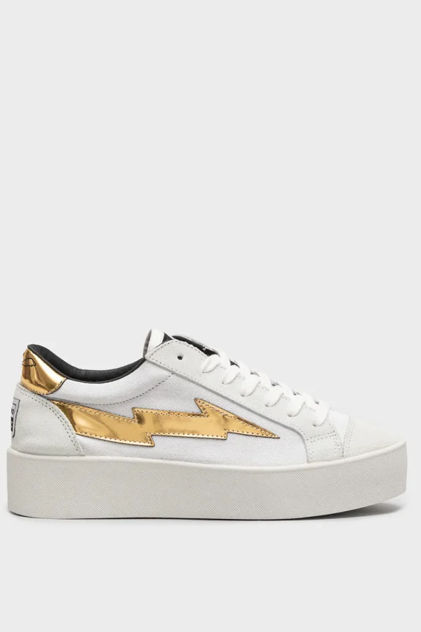 Sneakers Sanyako in tessuto bianco e oro thugw002