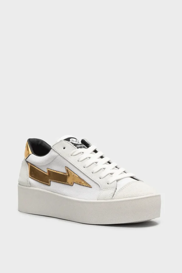 Sneakers Sanyako in tessuto bianco e oro thugw002