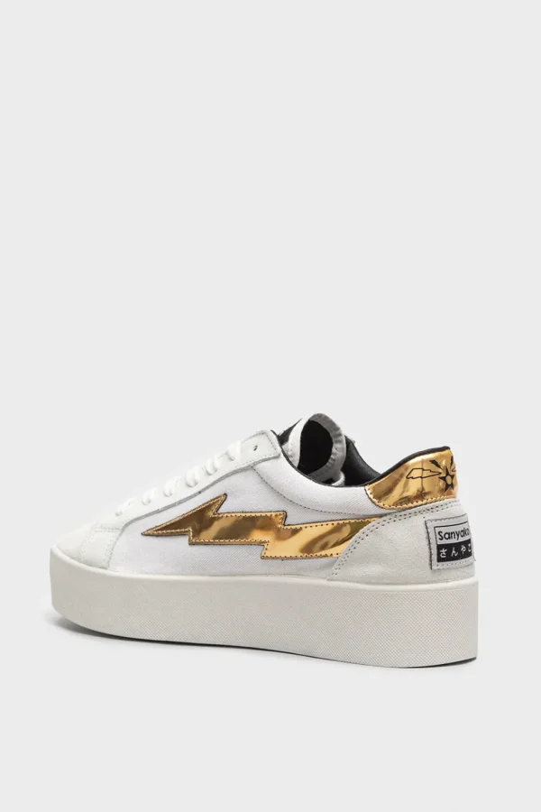 Sneakers Sanyako in tessuto bianco e oro thugw002