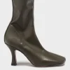 Stivaletto Polacchino da donna in pelle a nastro verde f597